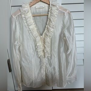 organza blouse with ruffled collar